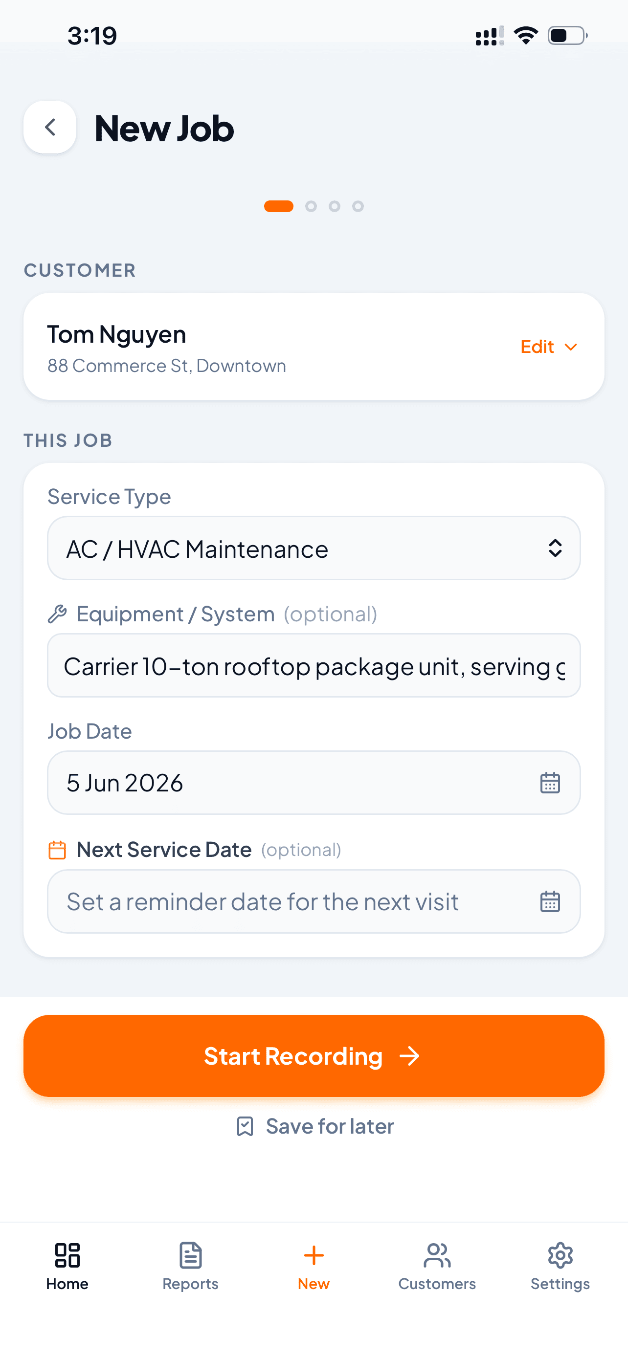 Select a customer or add new